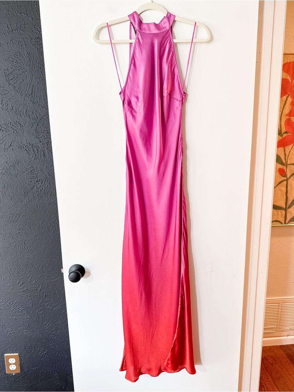 RIXO Savona Silk Midi Gown Dress Pink Red Ombre Size US 2 - Picture 3 of 10